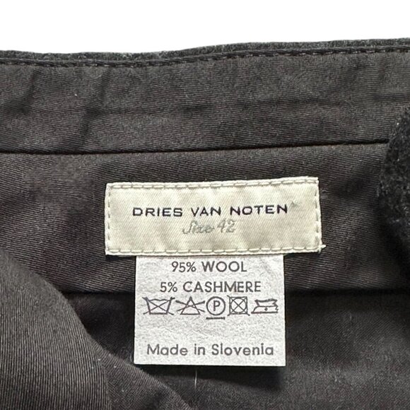 Dries Van Noten Pintriped wool/cashmere straight-leg cropped pants, Size 42 FR - Picture 4 of 14